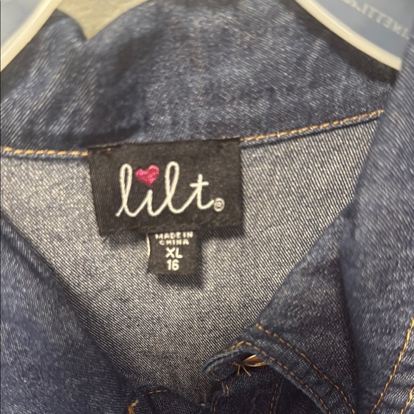 Lilt Blue and Red Jean dress  with Tulle Accents - Picture 8 of 10